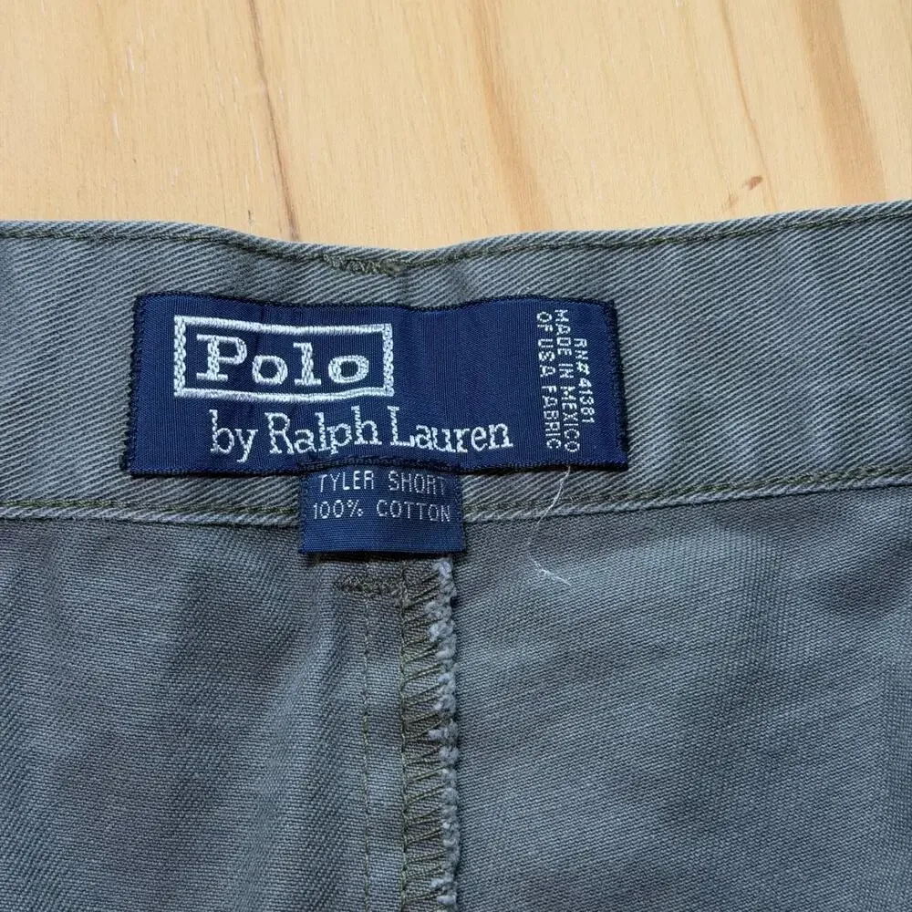 Vintage Polo Ralph Lauren Tyler Shorts Mens Size 36 Grey Pleated Chino